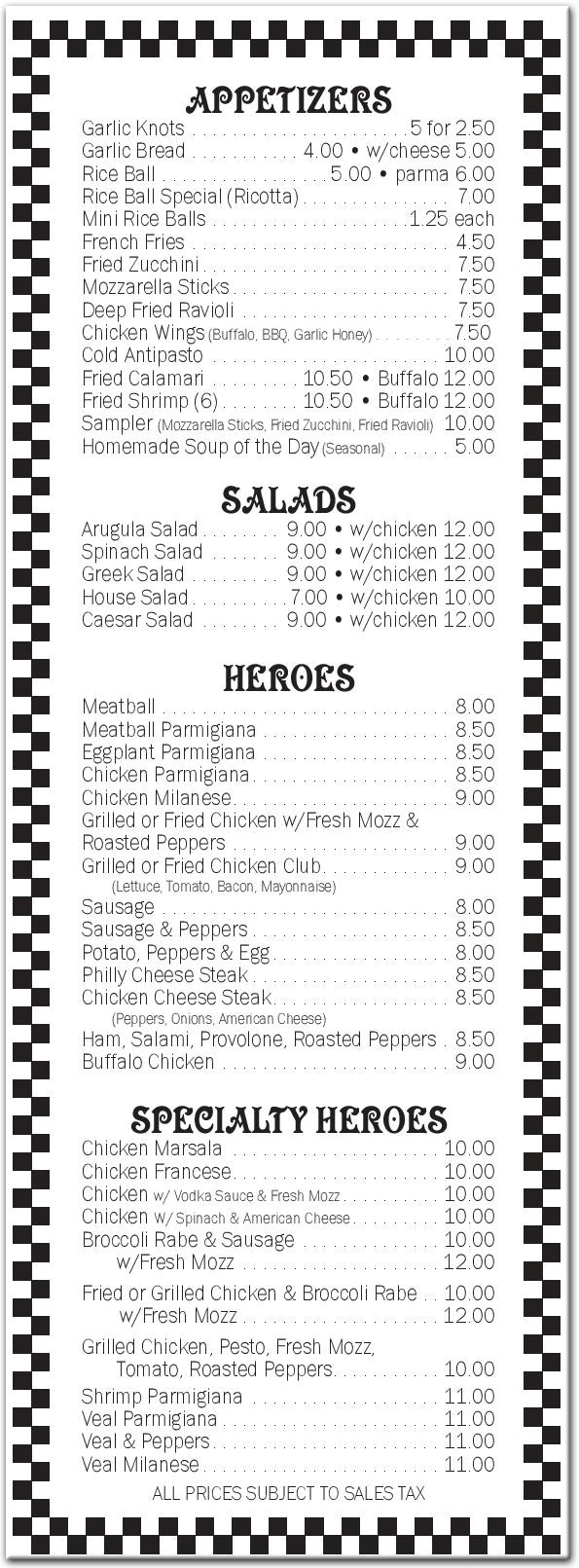 Big Al's Menu